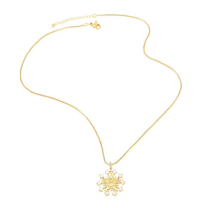 Simple Style Classic Style Streetwear Geometric Copper Plating Inlay Zircon 18K Gold Plated Pendant Necklace