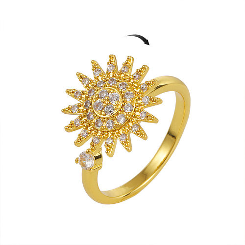 Sweet Flower Copper Zircon Open Ring In Bulk
