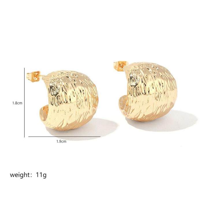 1 Pair IG Style C Shape Plating Copper 18K Gold Plated Earrings