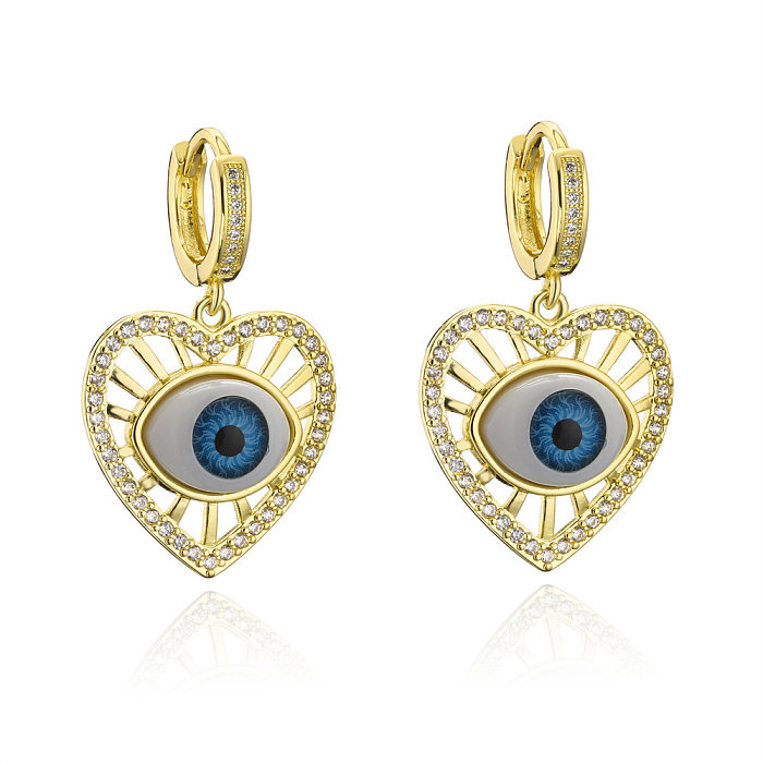 Copper-plated Lady Gold Micro-inlaid Zircon Jewelry 3D Eye Earrings