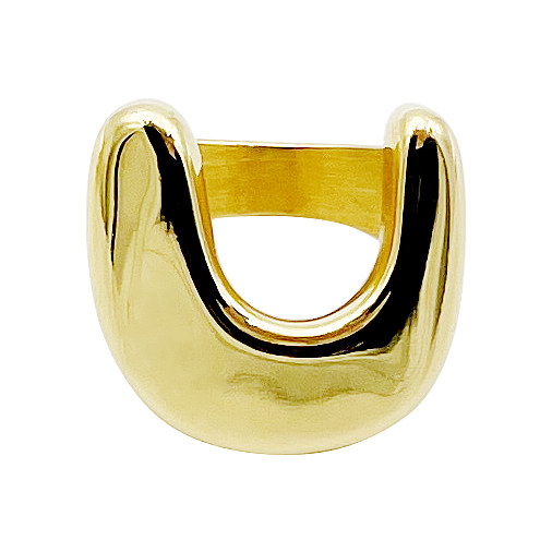 Anéis banhados a ouro de aço inoxidável em forma de U estilo retrô legal