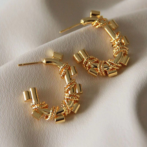 Retro C Shape Copper Earrings Plating Copper Earrings