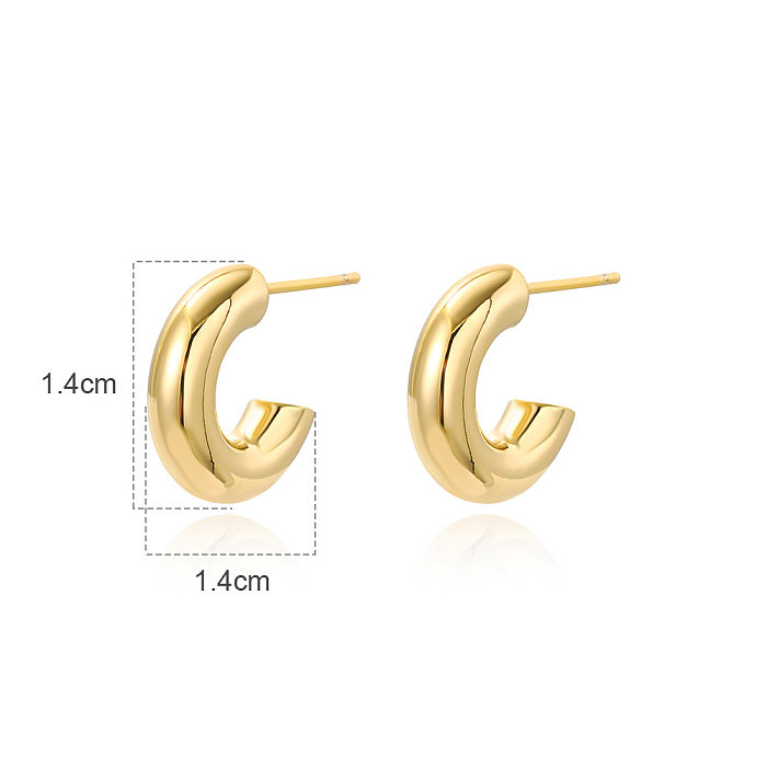 1 Pair Simple Style C Shape Plating Copper Gold Plated Earrings