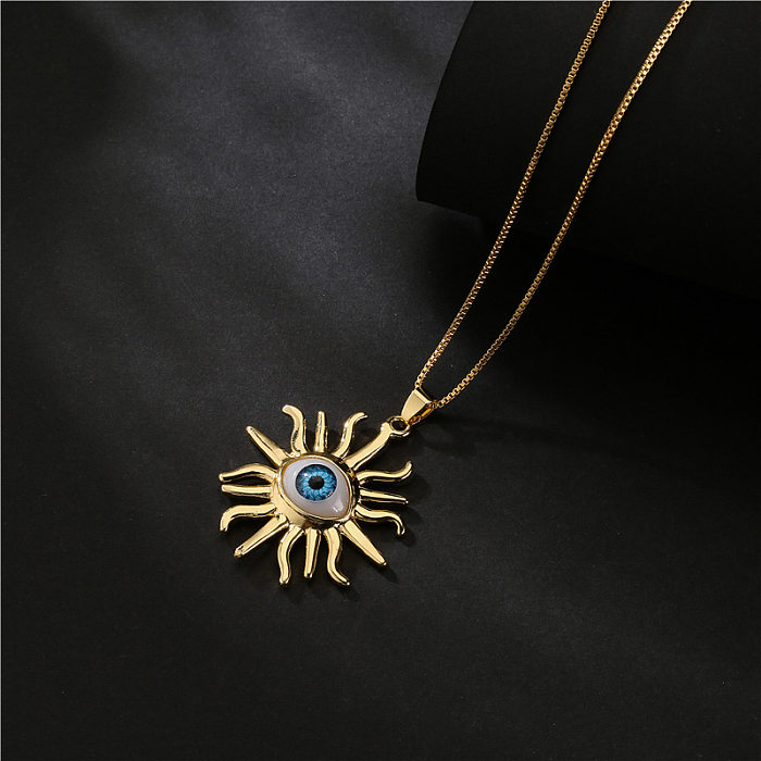 المجوهرات بالجملة شكل عين الشمس قلادة النحاس والمجوهرات
