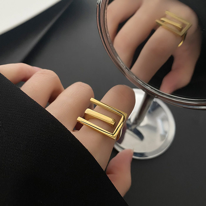 Retro Luxurious Streetwear Lines Copper Rings