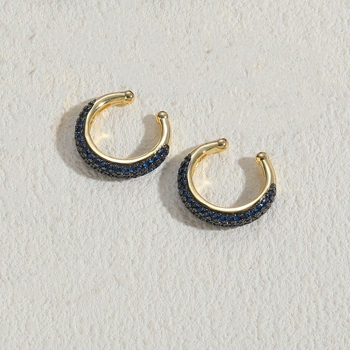 1 Pair Simple Style Round Plating Inlay Copper Zircon 14K Gold Plated Ear Cuffs