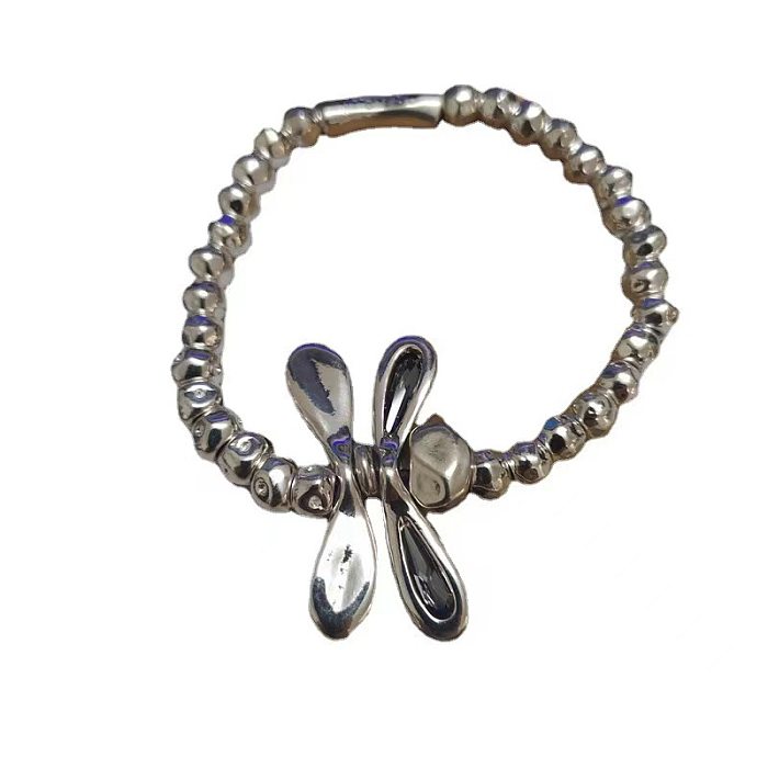 Estilo retro simples libélula cobre banhado a prata pulseiras colar