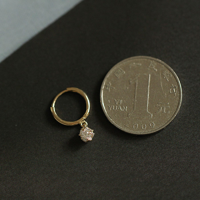 1 Pair Simple Style Round Inlay Copper Zircon Drop Earrings