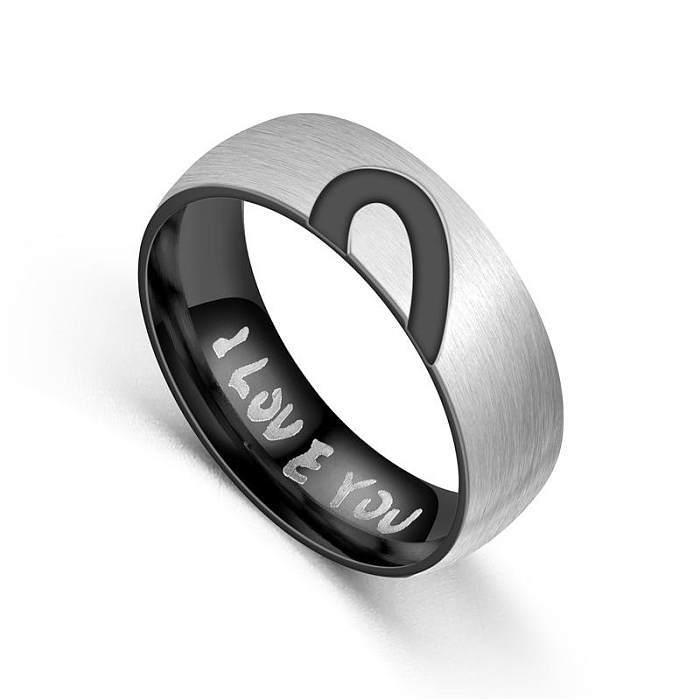 Casal em forma de coração meio pêssego casal anéis de aço inoxidável NHTP121497