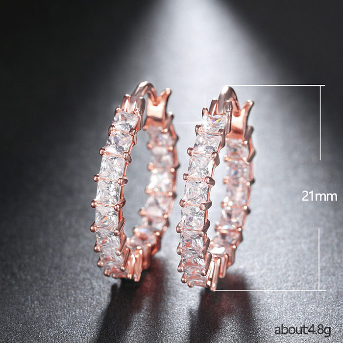 New Zircon Thin Female European And American Copper Gold-plated Fashion Copper Earrings