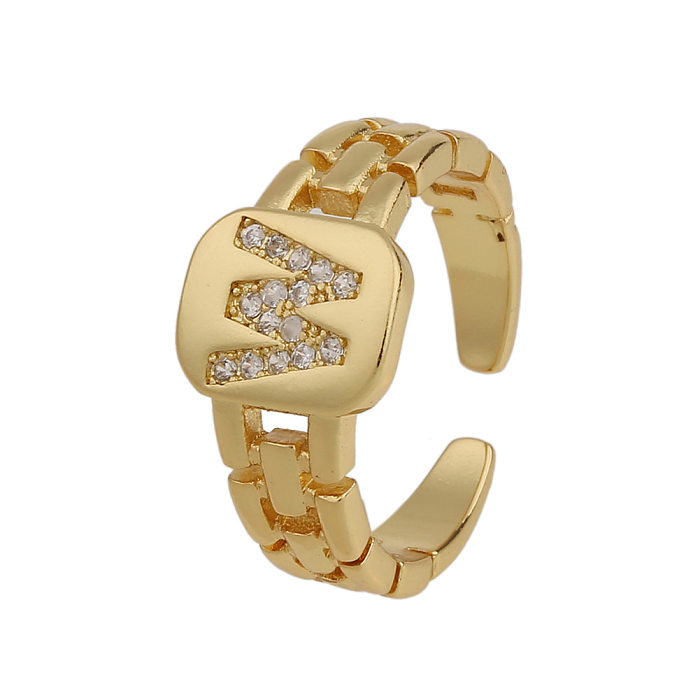 Fashion New Style Simple Copper 18K Gold 26 English Letter Ring