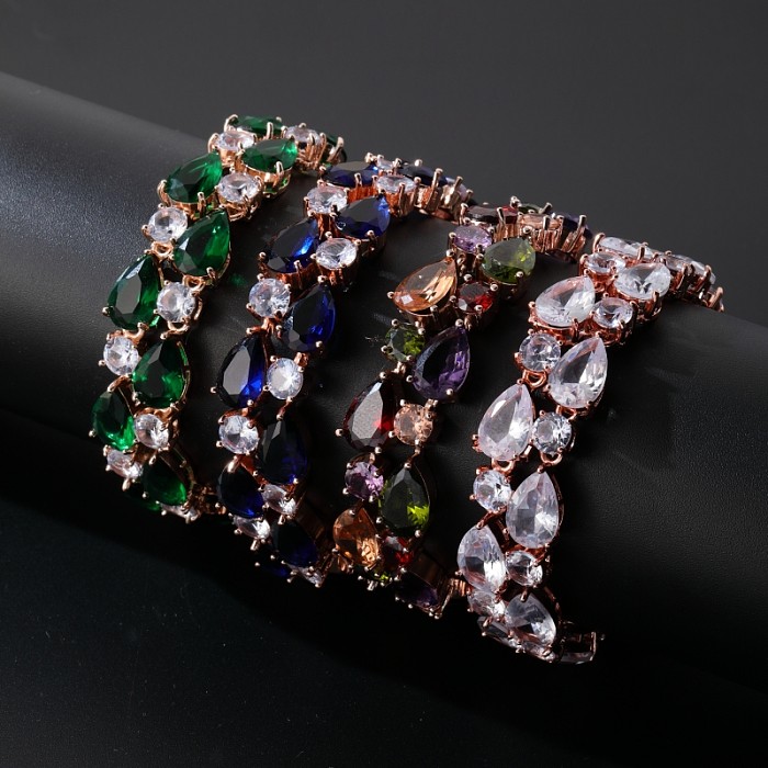 Casual Sweet Water Droplets Copper Inlay Zircon Bracelets