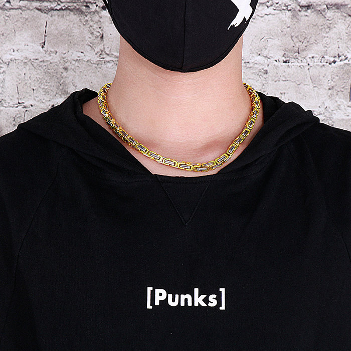 Hip-Hop-Rock-Farbblock-Edelstahl-Titanstahl-Armband-Halskette