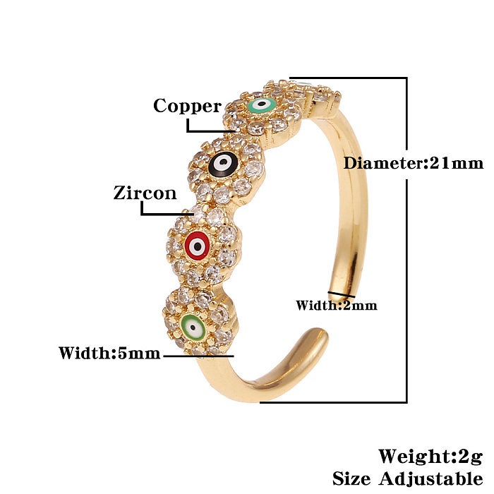 New Women's Jewelry Copper Inlaid Zircon Evil Eye Tail Ring