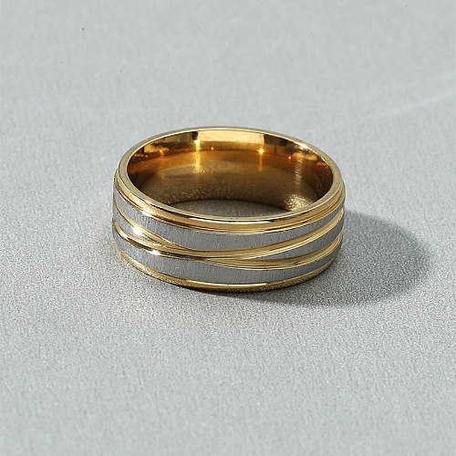 Anéis de aço inoxidável geométricos estilo simples chapeamento anéis de aço inoxidável 1 peça
