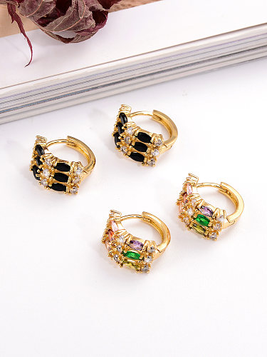 1 Pair Casual Vintage Style Circle Plating Inlay Copper Zircon 18K Gold Plated Earrings