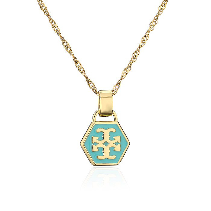 Fashion Geometric Copper Pendant Necklace Inlay Zircon Copper Necklaces