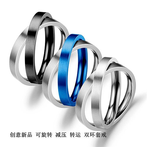 Wholesale Fashion Decompression Rotating Stainless Steel Couple Ring jewelry