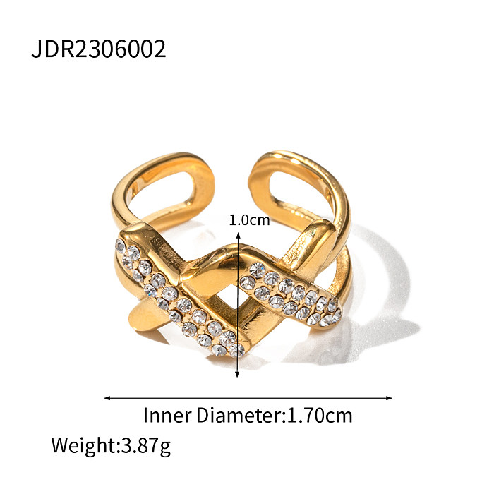 Anéis banhados a ouro 18K com letras em aço inoxidável