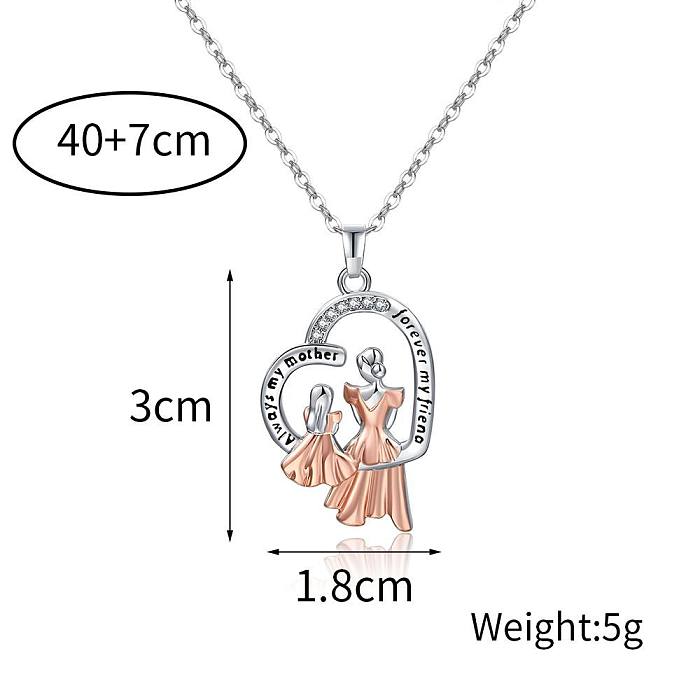 Simple Style Heart Shape Artificial Crystal Copper Metal Pendant Necklace 1 Piece