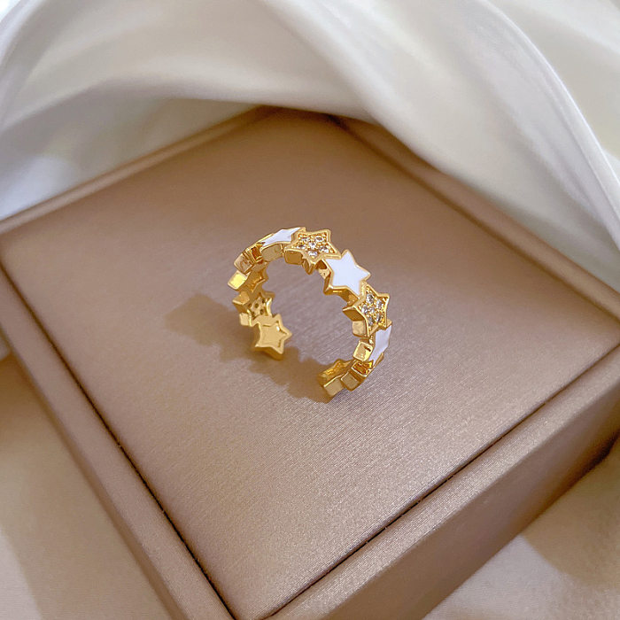 Fashion Star Brass Inlay Artificial Diamond Rings 1 Piece