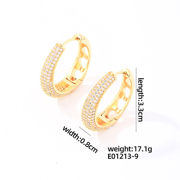 1 Pair Glam Luxurious Shiny Round Oval Solid Color Plating Inlay Copper Zircon White Gold Plated Gold Plated Earrings
