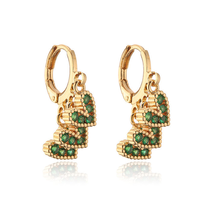 Fashion Copper Plated 18K Gold Zircon Heart-shaped Earrings