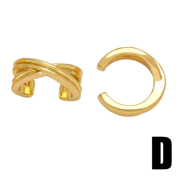 1 Paar Ohrclips im lässigen, schlichten Stil mit Stern- und Herzform-Beschichtung aus Kupfer mit 18-Karat-Vergoldung