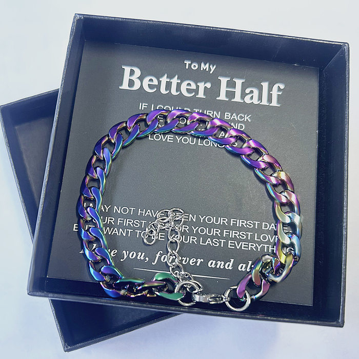 Collier de bracelets plaqués or en acier inoxydable de couleur unie Hip-Hop