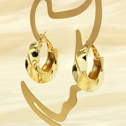 1 Paar einfache Retro-Ohrringe mit unregelmäßiger Kreisbeschichtung aus Kupfer mit 18-Karat-Vergoldung