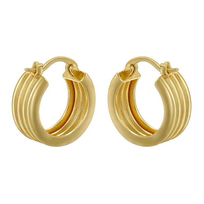 1 paire de boucles d'oreilles en cuivre plaqué or 18 carats, Style Vintage, Simple, ovale, torsadé irrégulier