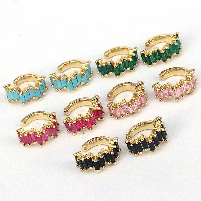 1 Pair Hip-Hop Vintage Style Semicircle Plating Inlay Copper Zircon Gold Plated Ear Cuffs