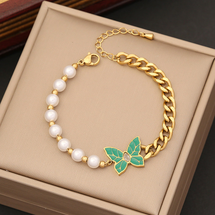 Bracelets et boucles d'oreilles papillon élégants en acier inoxydable, vente en gros, collier