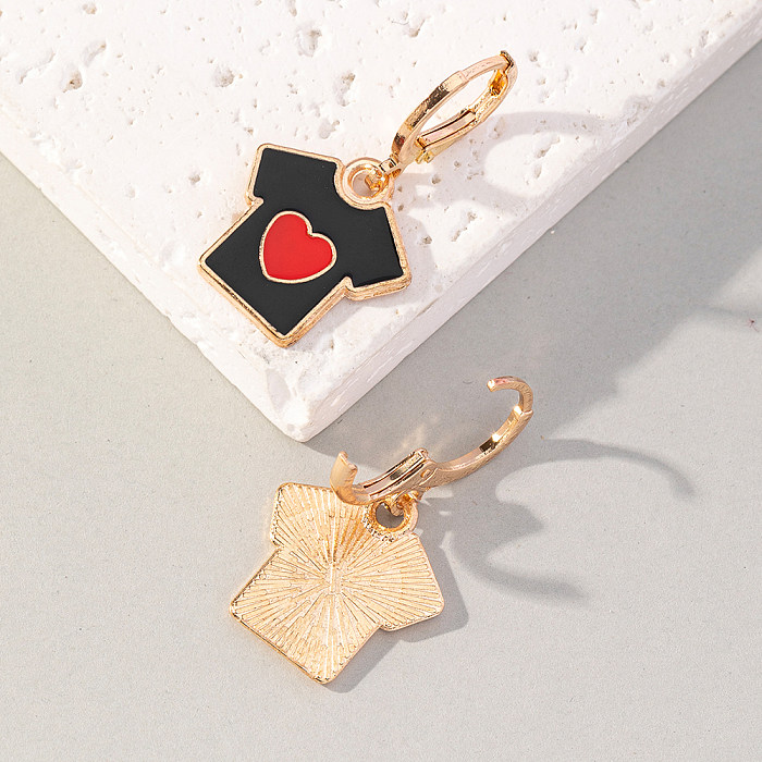 1 Pair Casual Simple Style Heart Shape Clothes Enamel Copper Drop Earrings