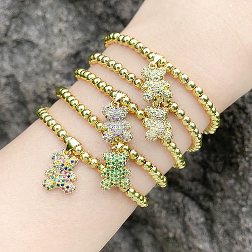 Bracelets en Zircon avec incrustation de perles en cuivre, ours à la mode, Style IG