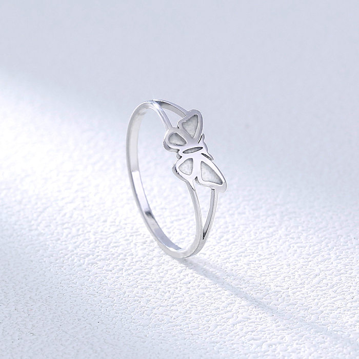 1 Piece Sweet Star Butterfly Stainless Steel Plating Zircon Rings