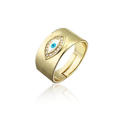 New Simple Copper Color Micro-inlaid Zircon Devil's Eye Open Ring