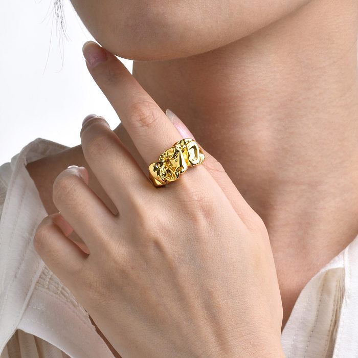 Vintage Style Geometric Brass Gold Plated Rings Earrings