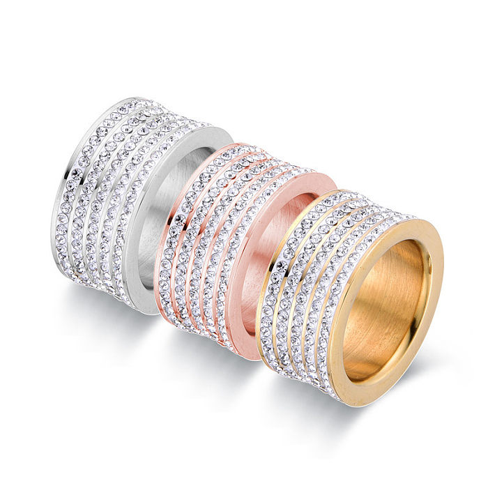 Anéis de strass embutidos redondos de aço inoxidável estilo simples 1 peça