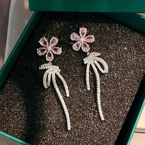 1 Pair Sweet Bow Knot Plating Inlay Copper Zircon Drop Earrings