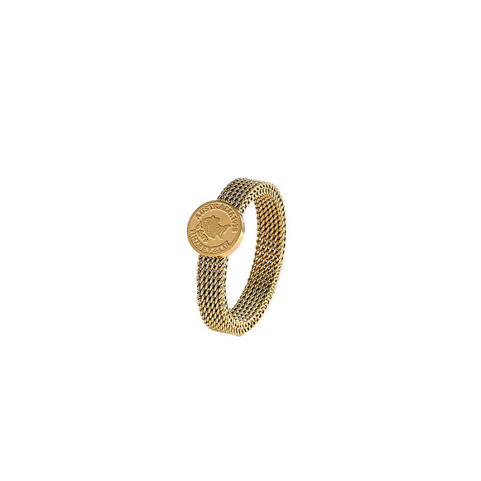 Hip-Hop Retro Solid Color Titanium Steel Plating Gold Plated Rings