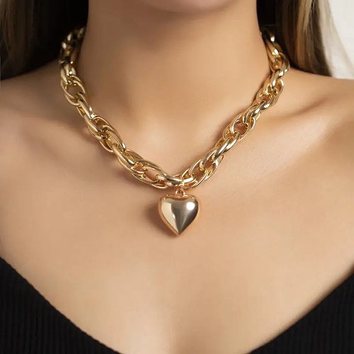 Simple Style Heart Shape Copper Plating Inlay Zircon 18K Gold Plated Jewelry Set