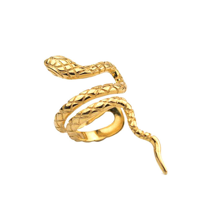 Pendientes de cobre con forma de serpiente de oro de 18 quilates, aretes creativos sin perforaciones con personalidad europea y americana