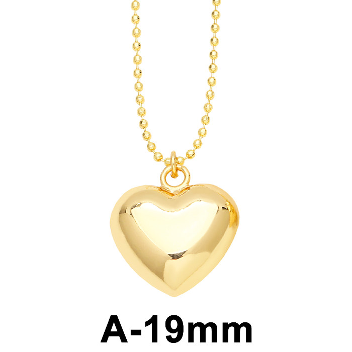 INS Style Heart Shape Copper Plating 18K Gold Plated Pendant Necklace
