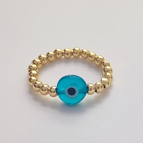 Artistic Devil'S Eye Glass Copper Plating 18K Gold Plated Rings