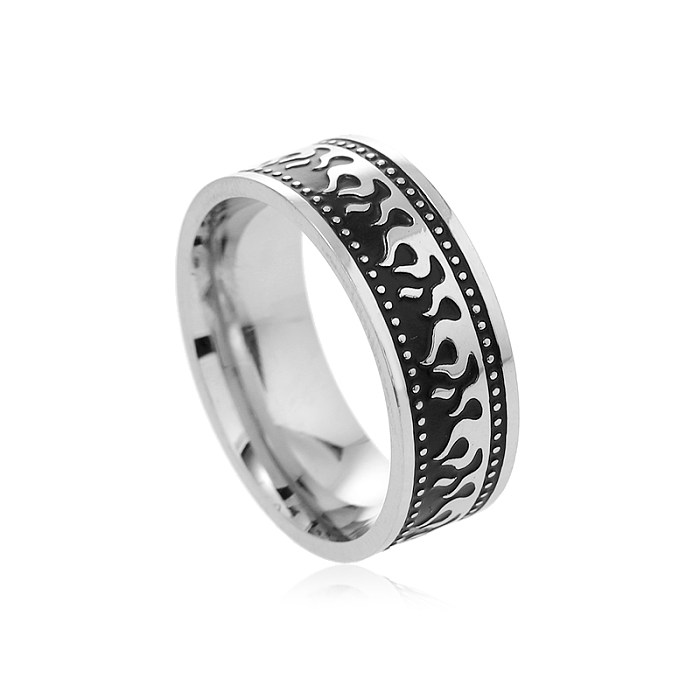Casual Retro Flame Stainless Steel Alloy Rings