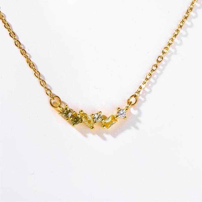 Casual Retro Simple Style Solid Color Copper Plating Inlay Carving Zircon 18K Gold Plated Necklace