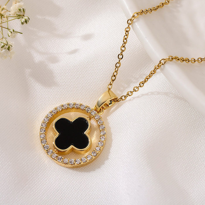 Classic Style Four Leaf Clover Copper Pendant Necklace