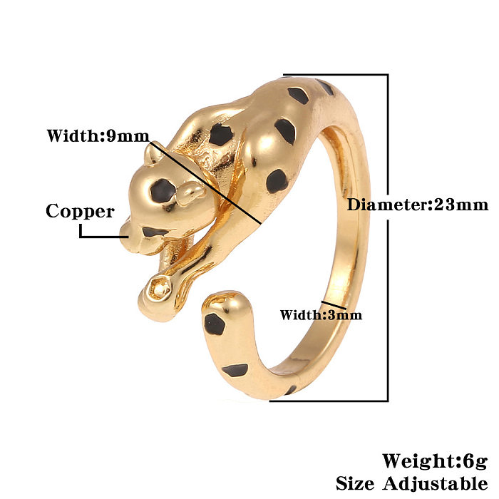 Nuevo Joyería de mano de cobre, anillo abierto de leopardo de Hip-hop,