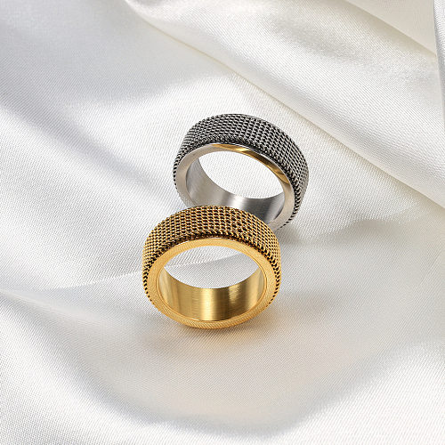 1 Piece Simple Style Solid Color Titanium Steel Plating Rings